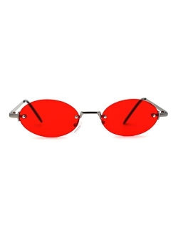 Hippie Pimp Color Lens Oval Rimless Retro Funky Sunglasses