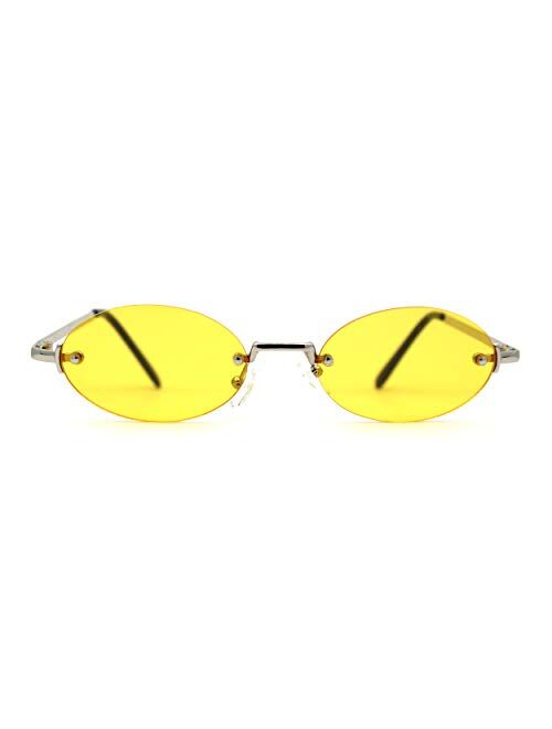 Hippie Pimp Color Lens Oval Rimless Retro Funky Sunglasses