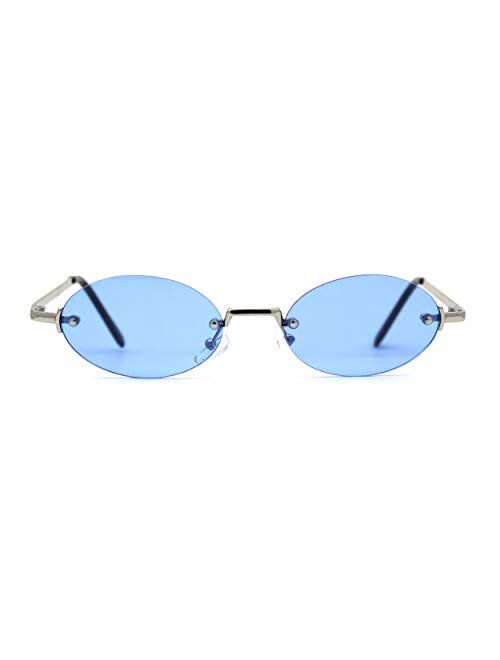 Hippie Pimp Color Lens Oval Rimless Retro Funky Sunglasses