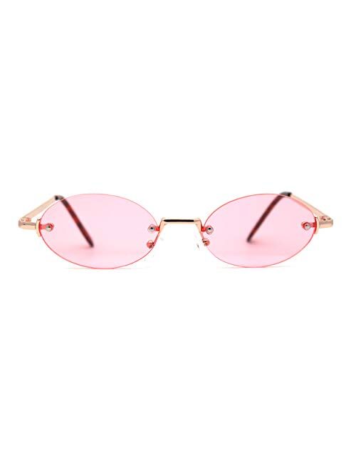 Hippie Pimp Color Lens Oval Rimless Retro Funky Sunglasses