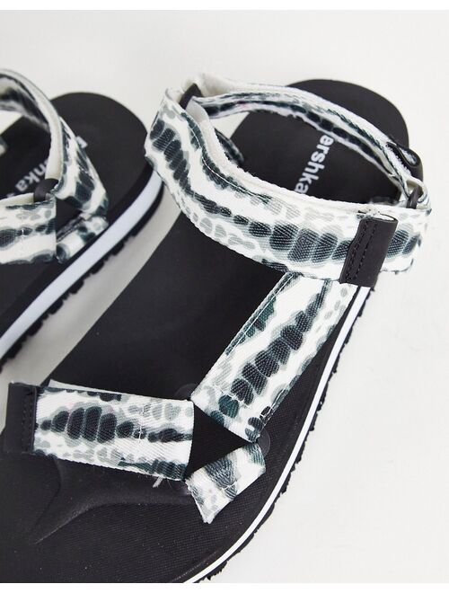 Bershka velcro sandals with tie dye print