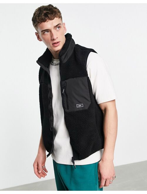 Bershka vest in black teddy fleece