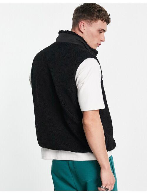 Bershka vest in black teddy fleece