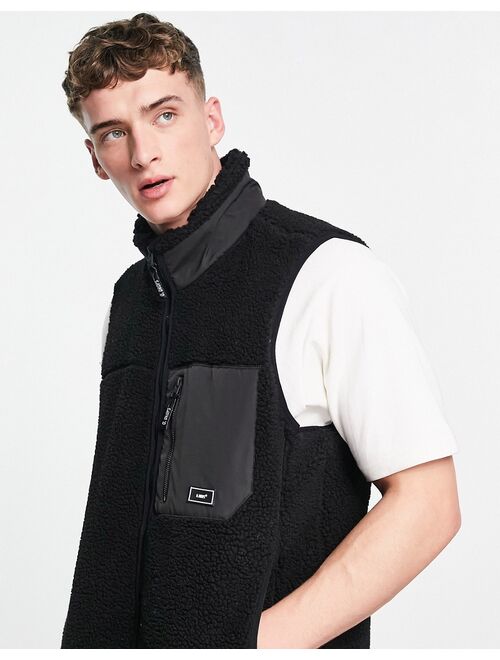 Bershka vest in black teddy fleece