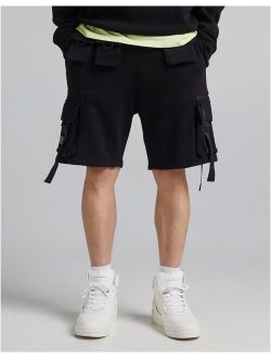 multipocket cargo shorts in black