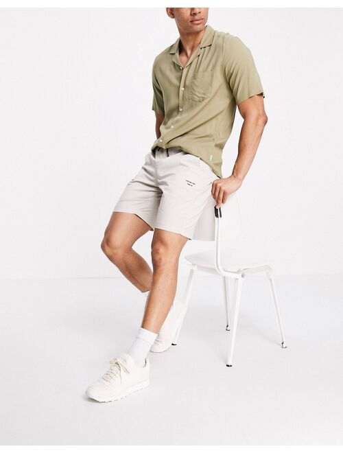 Bershka drawstring shorts in camel