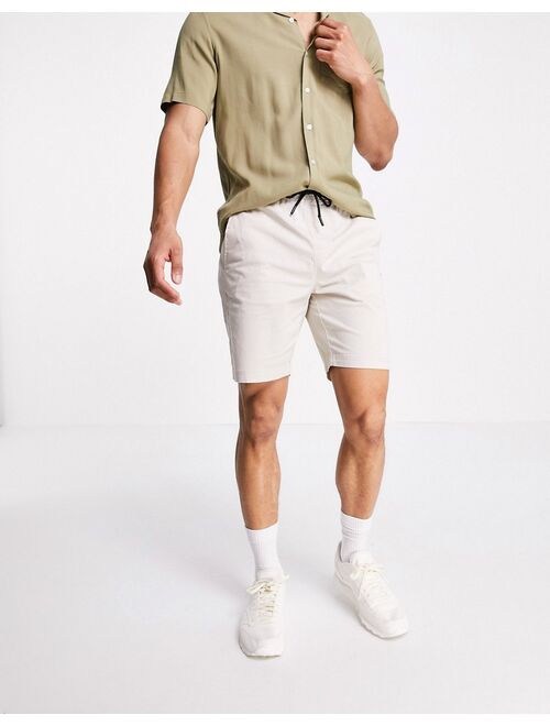 Bershka drawstring shorts in camel