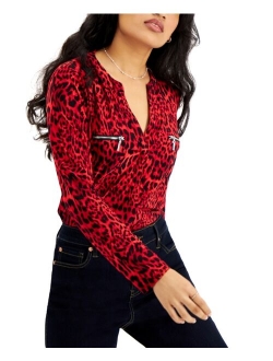 INC Animal Print Zip-Pocket Top, in Regular & Petite, Created for Macy's