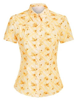 Women's Polka Dots Shirt Tops 1950s Retro Short Sleeve Blouse Tops