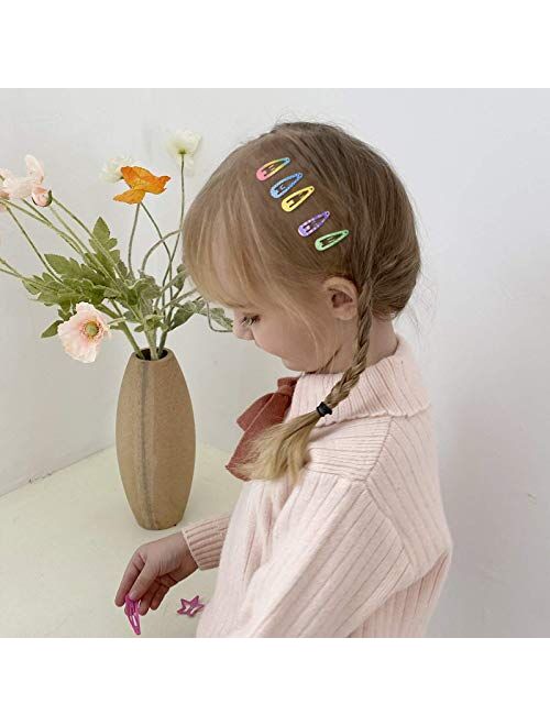 Toddler Hair Clips, Funtopia 80 Pcs (1.2 Inch, 3cm) Cute Mini Snap Hair Clips for Baby Girls Kids, Colorful Small Snap Barrettes Metal Hair Clips for Fine Hair