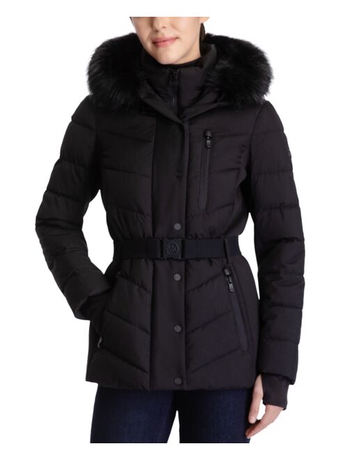 Michael Kors Women's Faux-Fur-Trim Hooded Puffer Coat, Created for Macy's