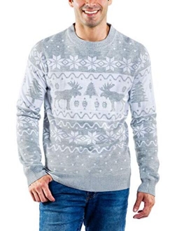 Fair Isle Ugly Christmas Sweaters for Men Featuring Winter Woodland Animals