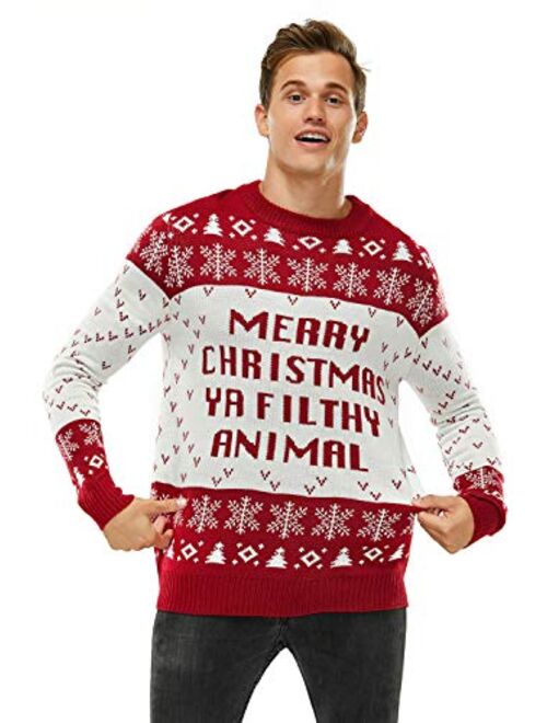 Unisex Men's Ugly Christmas Sweater Yailthy Animal Funny Naughty Merry Xmas Fairisle Pullover