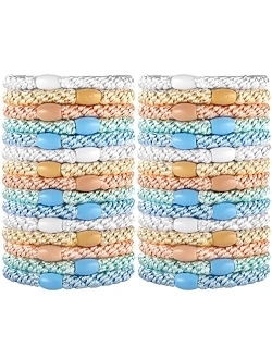 Bracelet Hair Ties for Women Girls, Funtopia 30 Pcs Colorful Elastics Hair Bands Ponytail Holders for Thick Hair, No Metal No Damage Soft Hair Ties with Bead, Bulk Set