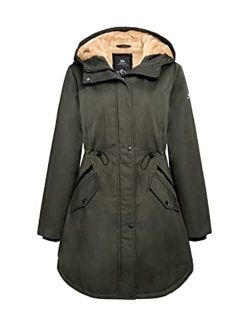 Women's Thicken Fleece Lined Parka Winter Coat Hooded Jacket with Pockets