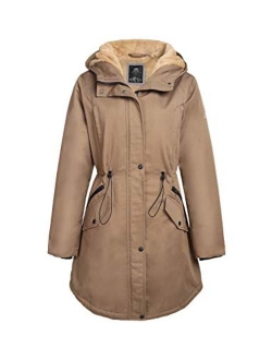 Women's Thicken Fleece Lined Parka Winter Coat Hooded Jacket with Pockets