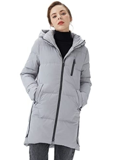 Women's Stylish Down Jacket Hooded Winter Coat Two-Way Zipper Puffer Jacket