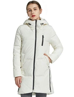 Women's Stylish Down Jacket Hooded Winter Coat Two-Way Zipper Puffer Jacket