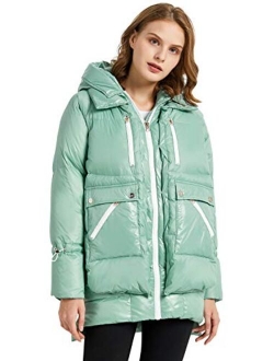 Womens Fleece Down Coat Thickened Winter Puffer Down Jacket