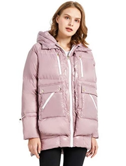 Womens Fleece Down Coat Thickened Winter Puffer Down Jacket