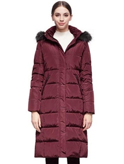 Women's Quilted Down Jacket Winter Long Coat Hooded Stand Collar Parka