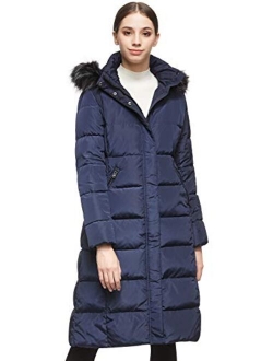 Women's Quilted Down Jacket Winter Long Coat Hooded Stand Collar Parka