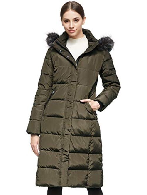 Orolay Women's Quilted Down Jacket Winter Long Coat Hooded Stand Collar Parka