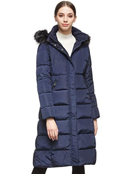 Orolay Women's Quilted Down Jacket Winter Long Coat Hooded Stand Collar Parka