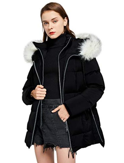 Orolay Women's Thickened Winter Bubble Down Coat Inner Vest Hooded Puffer Jacket