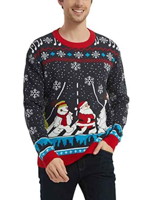 Christmas Reindeer Snowman Santa Snowflakes Ugly Holiday Knitted Sweater Cardigan Traditional Pullover