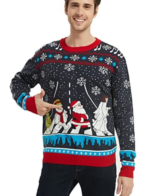 Christmas Reindeer Snowman Santa Snowflakes Ugly Holiday Knitted Sweater Cardigan Traditional Pullover