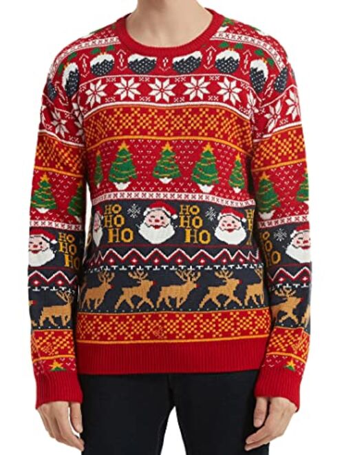 Christmas Reindeer Snowman Santa Snowflakes Ugly Holiday Knitted Sweater Cardigan Traditional Pullover