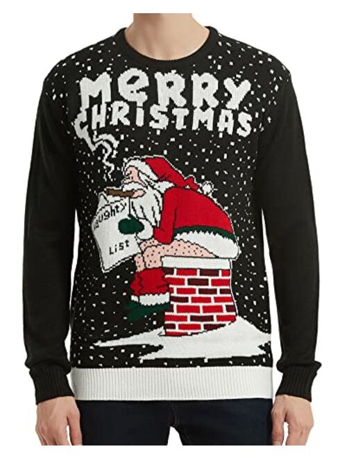 Christmas Reindeer Snowman Santa Snowflakes Ugly Holiday Knitted Sweater Cardigan Traditional Pullover