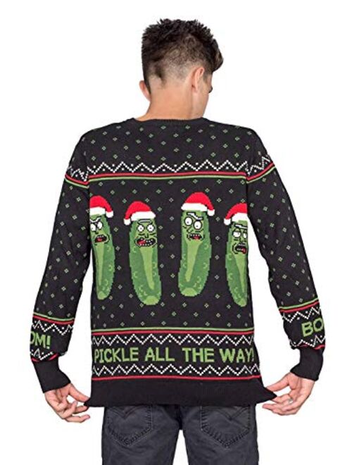 Ripple Junction Rick and Morty Boom! PickleRick Adult Ugly Christmas Sweater