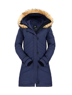 Women's Hooded Slim Puffer Jacket Quilted Mid Length Winter Down Coat