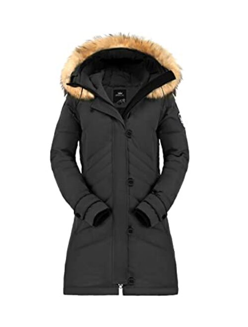 Orolay Women's Hooded Slim Puffer Jacket Quilted Mid Length Winter Down Coat