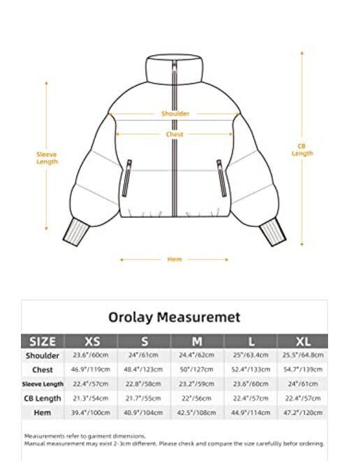 Oroaly Womens Winter Oversized Short Down Jacket Crop Zip Puffer Coat