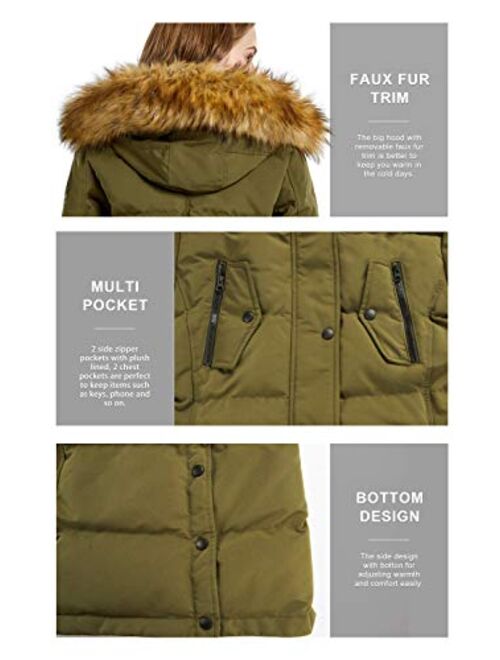 Orolay Women's Down Jacket Winter Long Coat Windproof Puffer Jacket with Fur Hood