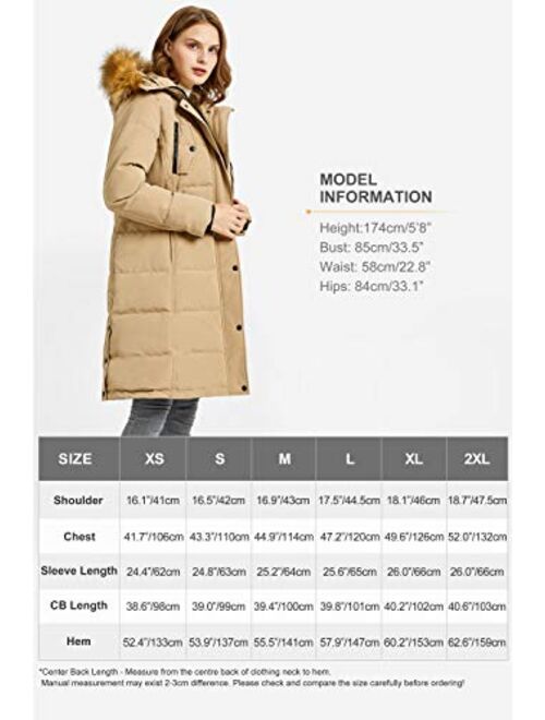 Orolay Women's Down Jacket Winter Long Coat Windproof Puffer Jacket with Fur Hood