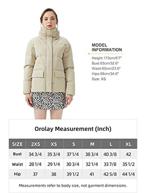 Orolay Women's Short Puffer Down Coat Stand Collar Jacket with Retractable Hood