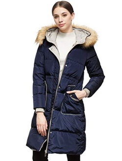 Women's Winter Casual Mid Length Down Coat with Hood