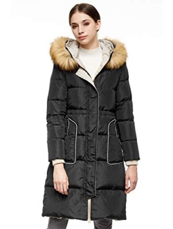 Women's Winter Casual Mid Length Down Coat with Hood