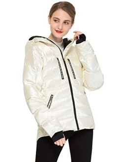 Women Warm Down Jacket with Hood Unique Quilting Coat