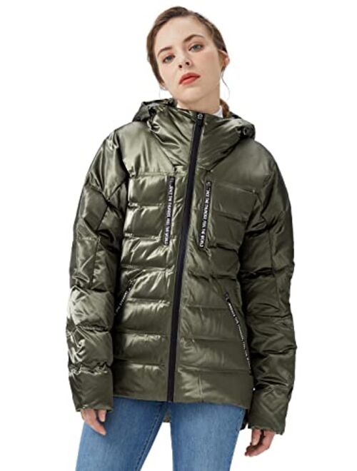 Orolay Women Warm Down Jacket with Hood Unique Quilting Coat