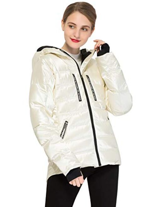 Orolay Women Warm Down Jacket with Hood Unique Quilting Coat