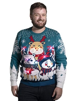 Unisex Men's Ugly Christmas Sweater LED Light Funny Novelty Knit Pullover