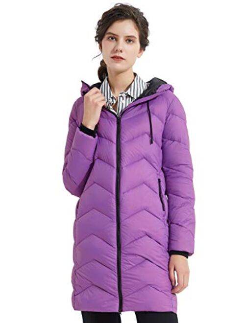 Orolay Women's Packable Down Jacket Light Winter Coat Contrast Hooded Puffer Jacket