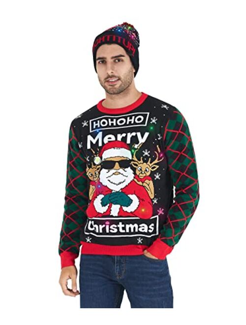 AIDEAONE Unisex Ugly Christmas Sweater Men Women Funny Long Sleeve Pullover Knitted Sweaters Jumper Tops