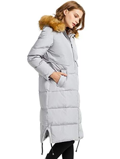 Orolay Women's Winter Drawstring Down Coat Removable Faux Fur