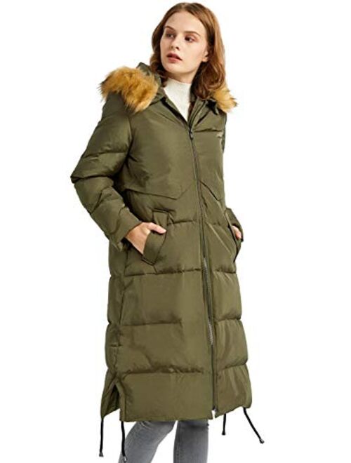 Orolay Women's Winter Drawstring Down Coat Removable Faux Fur